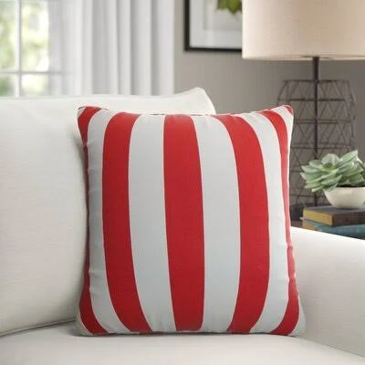 Birch Lane Heritage Knotts Cotton Indoor / Outdoor Striped Throw Pillow Color: Lipstick, Size: 18x22 H x 18x22 W