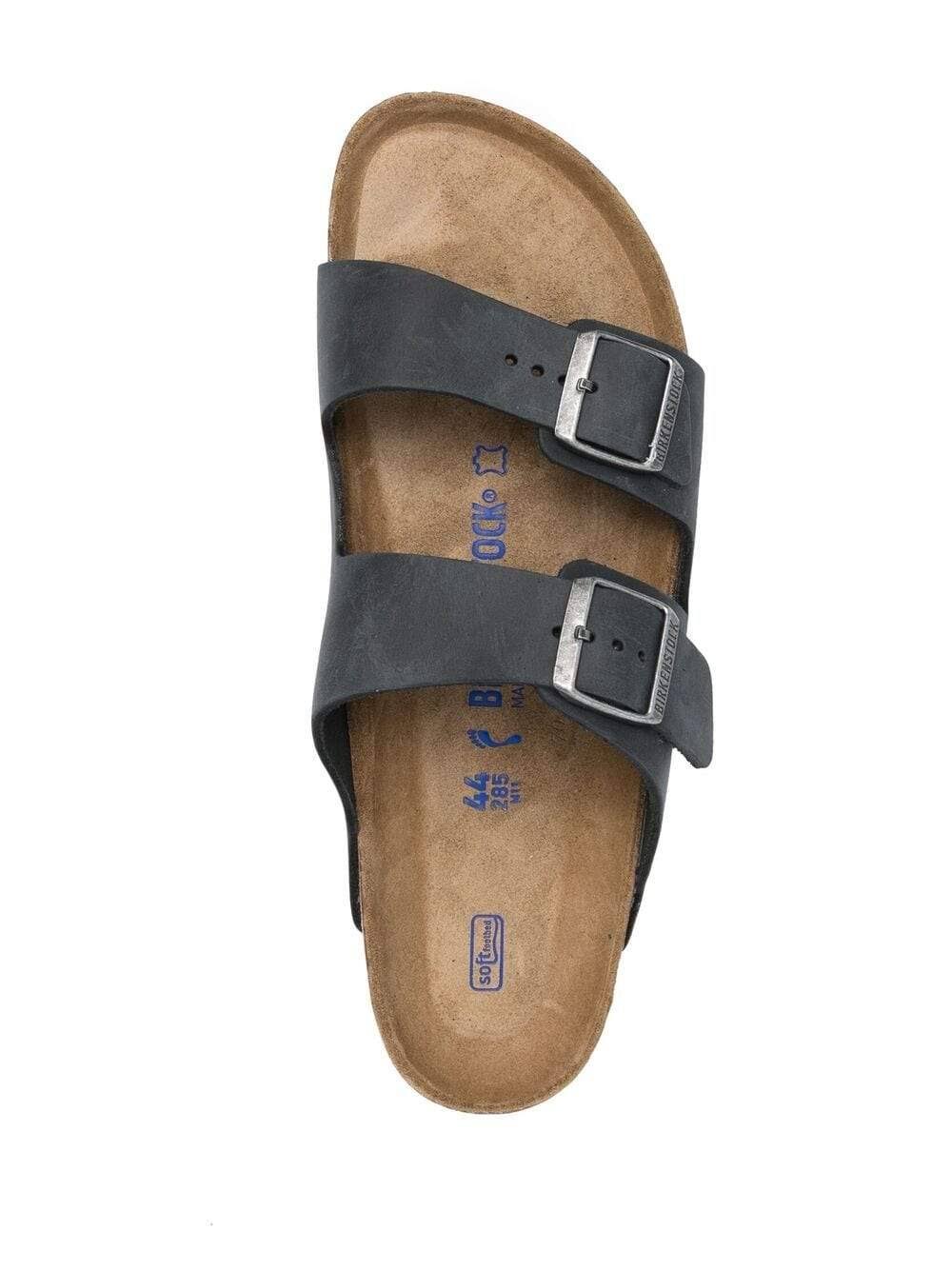 Birkenstock Womens Black Oiled Leather Arizona Slide Sandals