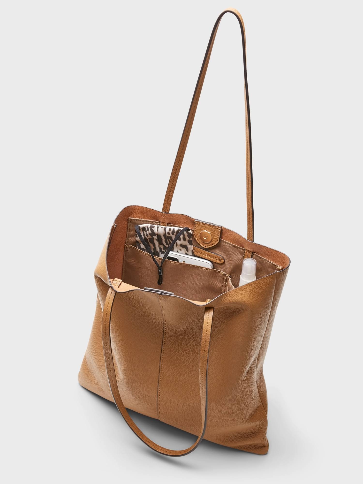 Banana Republic Women's Leather Effortless Tote Caramel One Size
