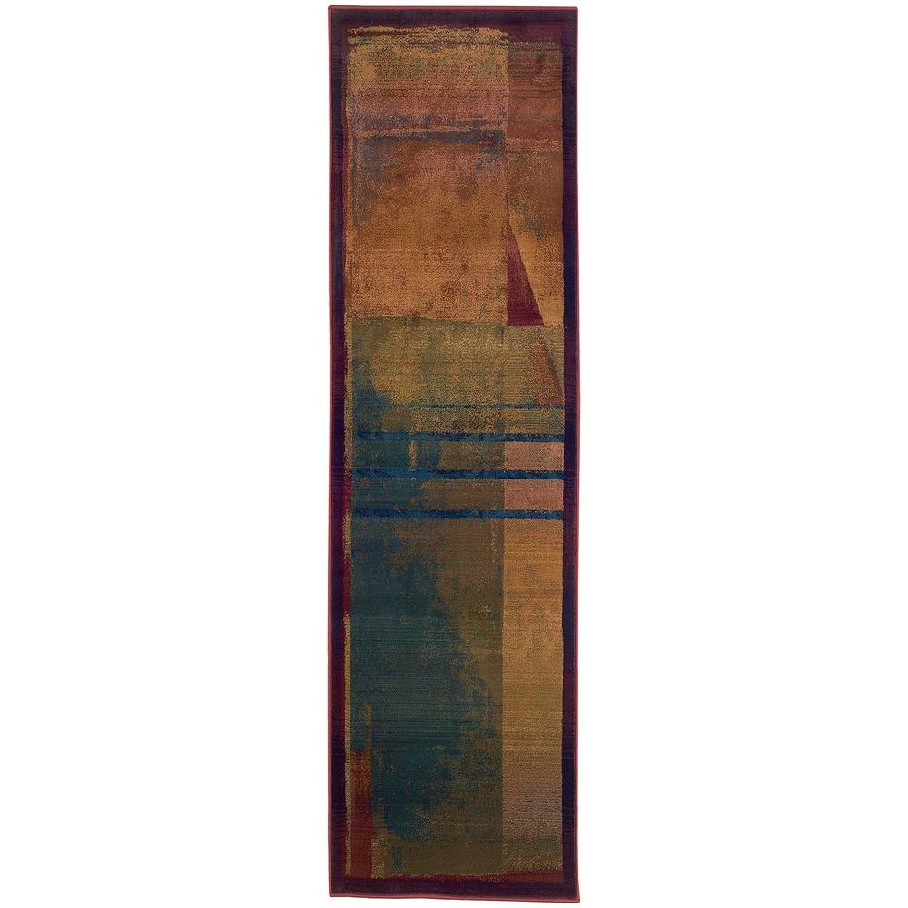 Karsyn Modern Abstract Color Block Area Rug - 7&10x22 x 11& - Red/Green