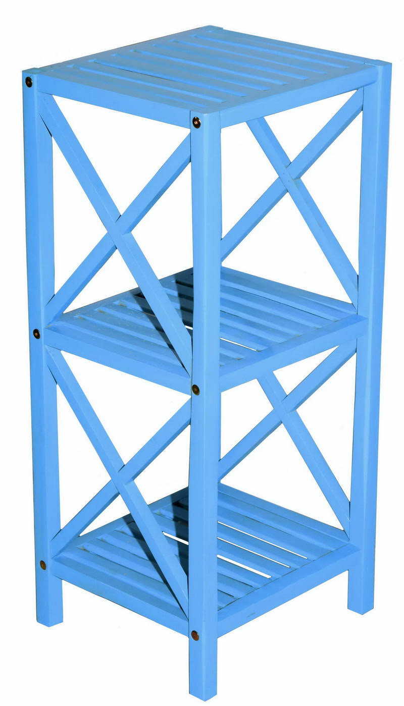Bamboo54 5849lightblue 3 Tier Bamboo Rack Square Bamboo Light Blue