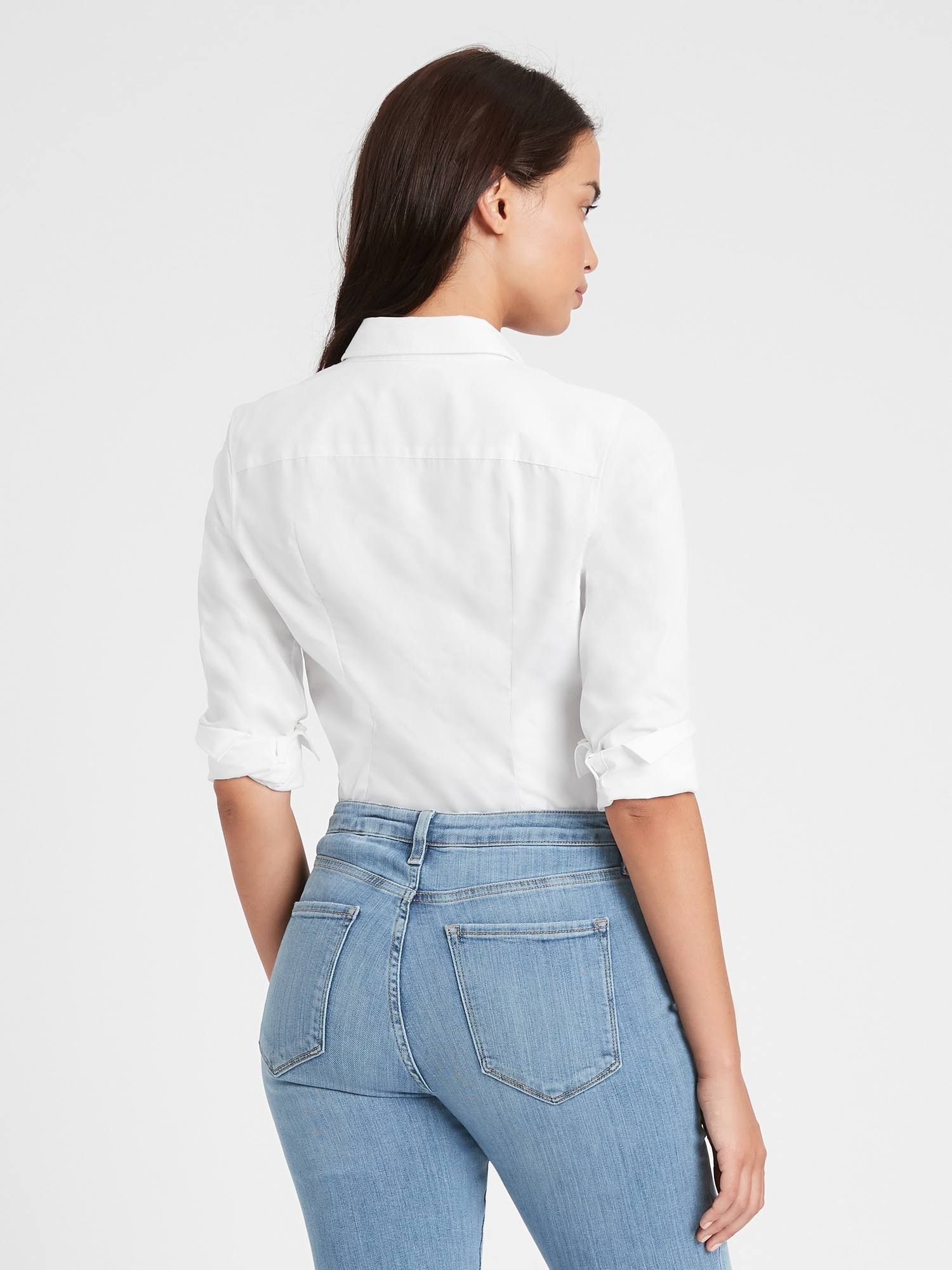 Banana Republic Women's Riley Tailored-Fit Shirt Pure White Size 0