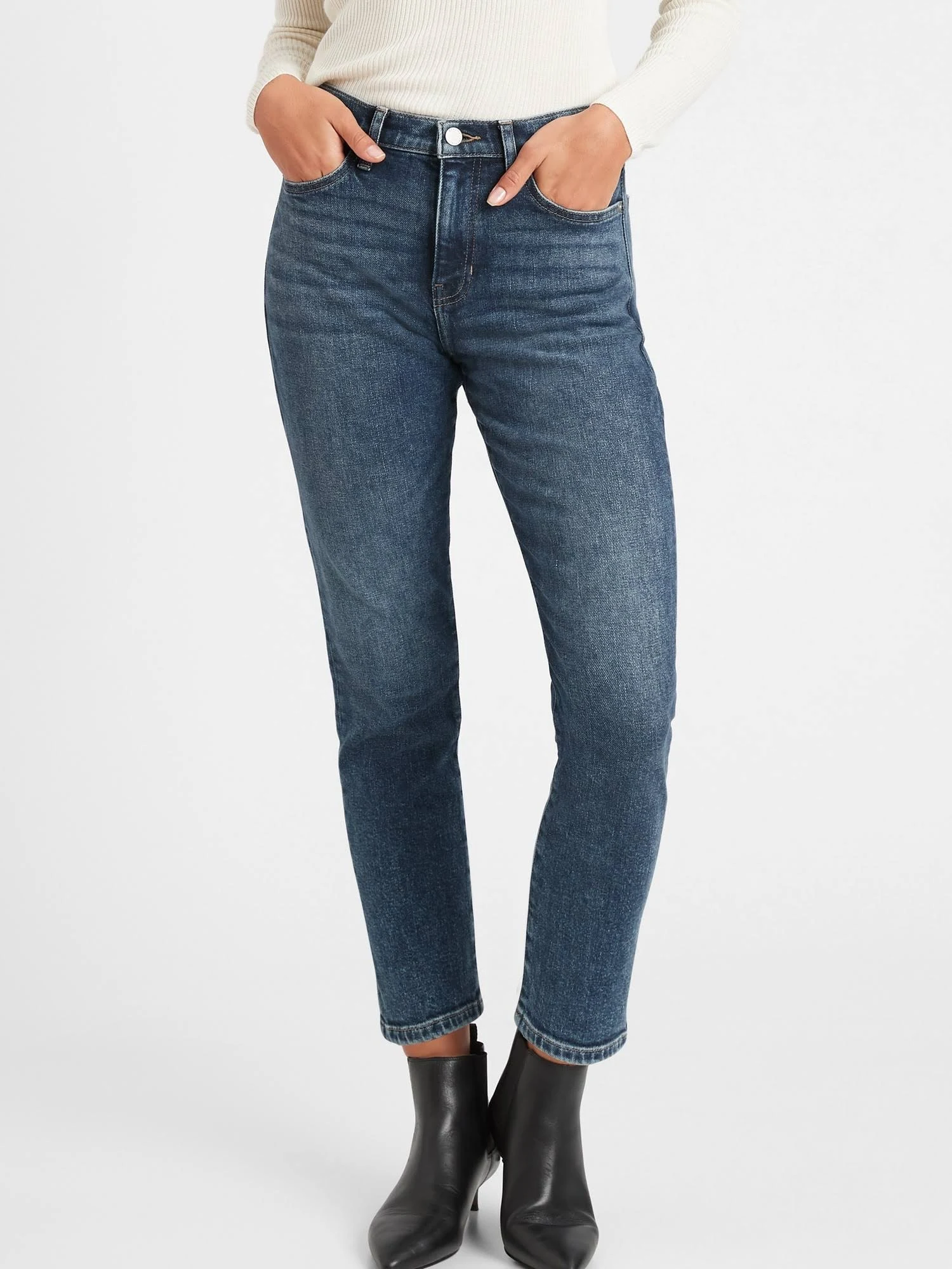 Banana Republic Women's High-Rise Straight-Fit Ankle Jean Medium Wash Size 24 Regular