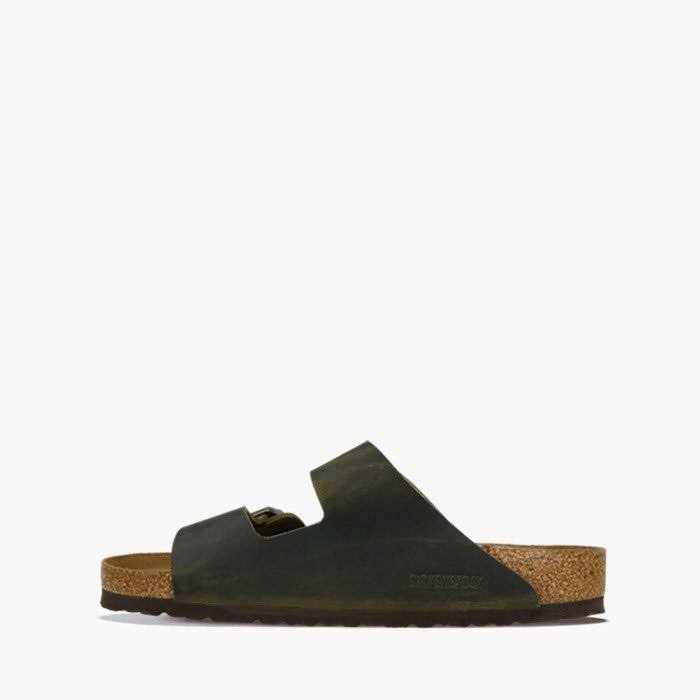 Birkenstock Arizona Oiled Leather Jade Two-Strap Sandals