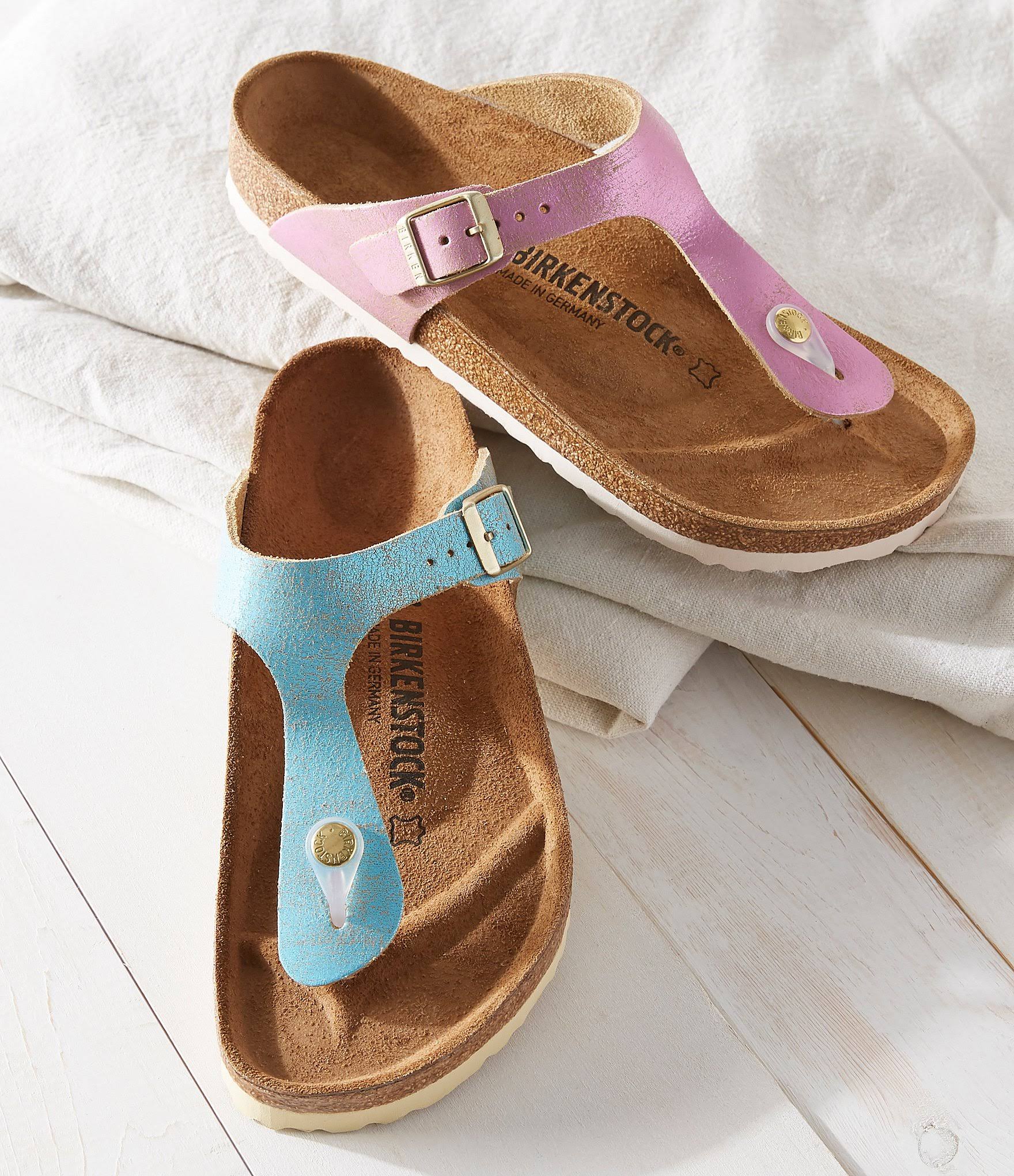 Birkenstock Gizeh Sandals Washed Metallic Aqua 37