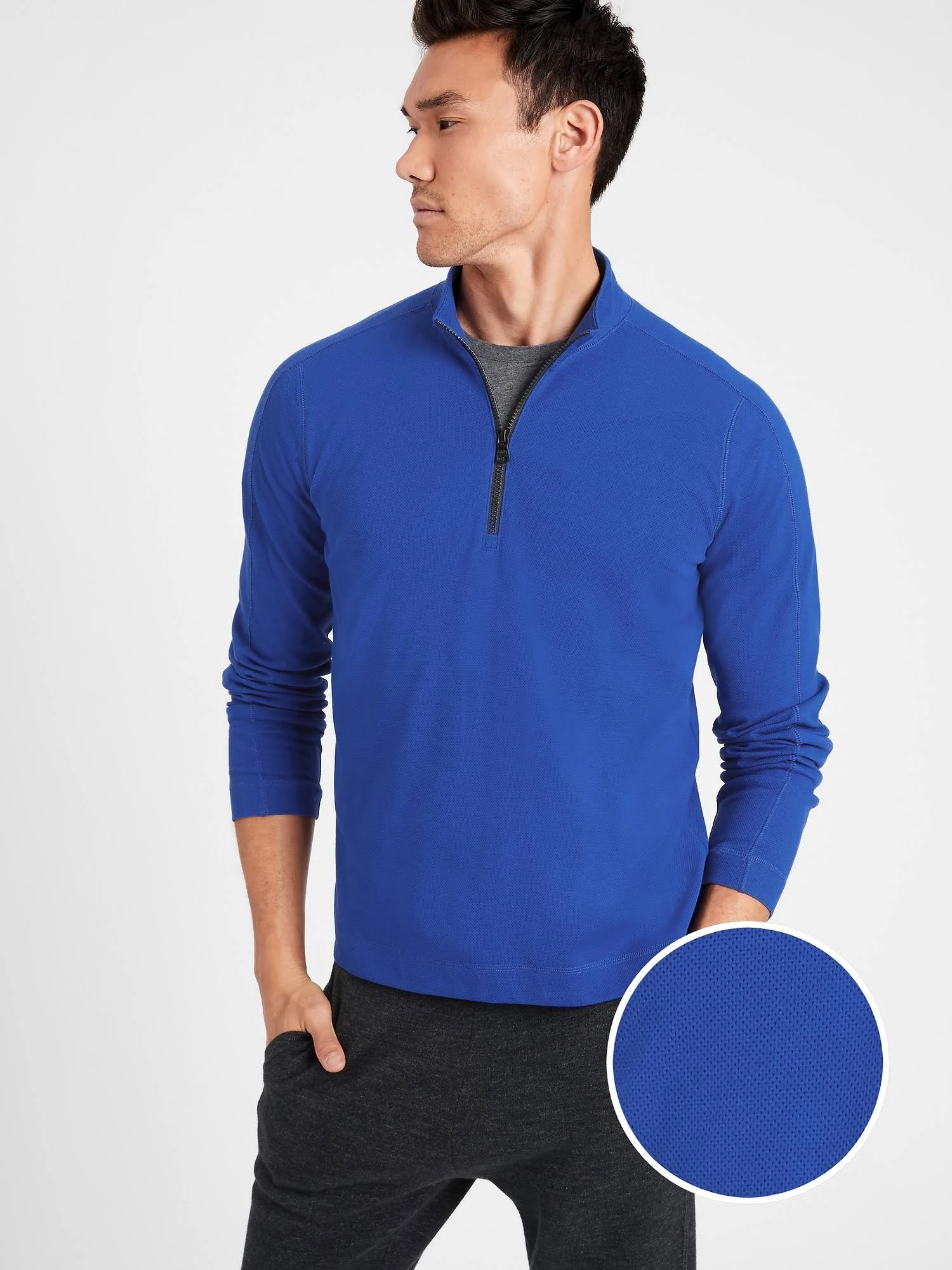 Banana Republic Men's Core Temp Mesh Half-Zip T-Shirt Voltage Blue Size S
