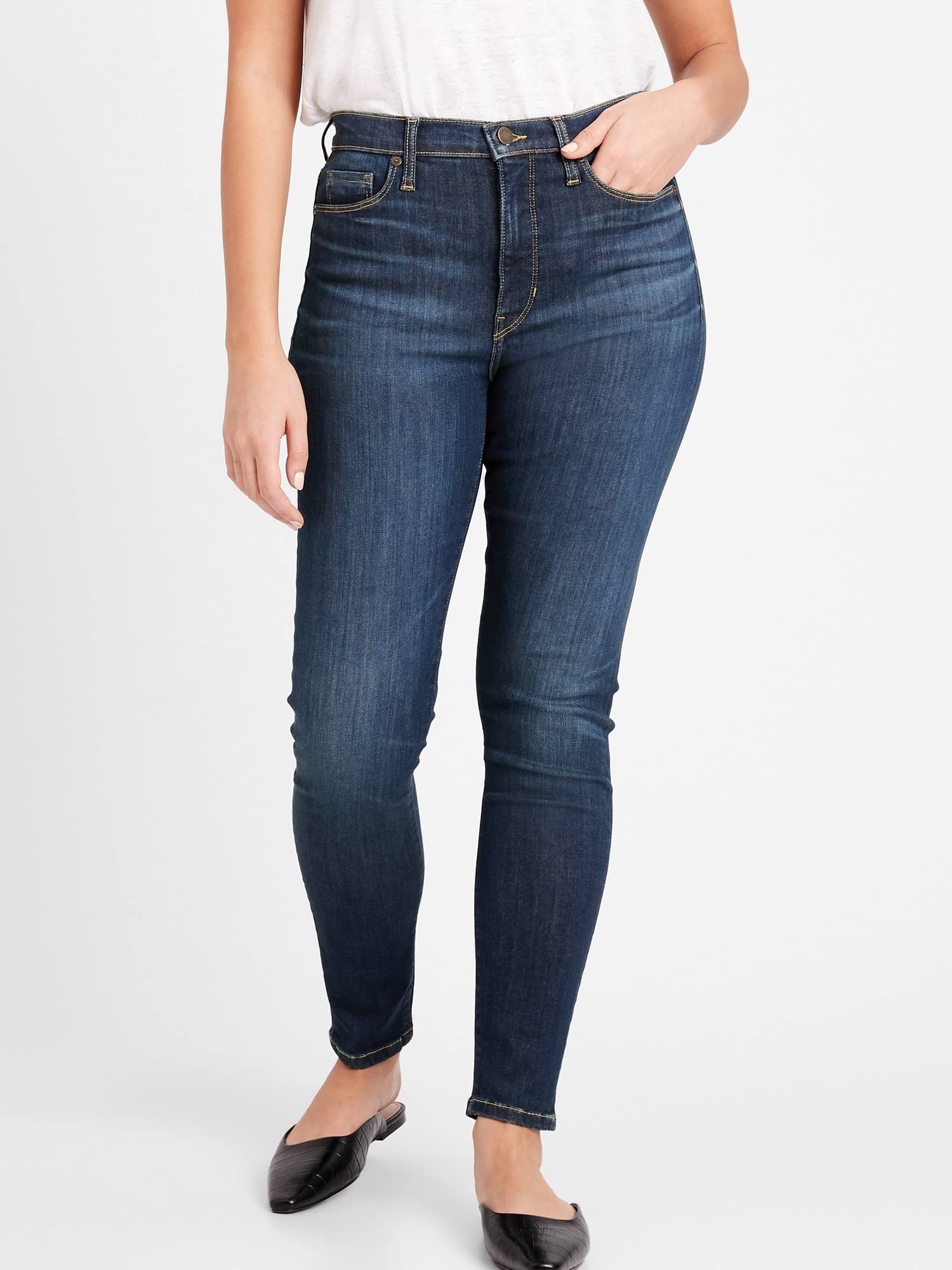 Banana Republic Women's Curvy High-Rise Skinny Soft Sculpt Jean Medium Wash Size 28 Short