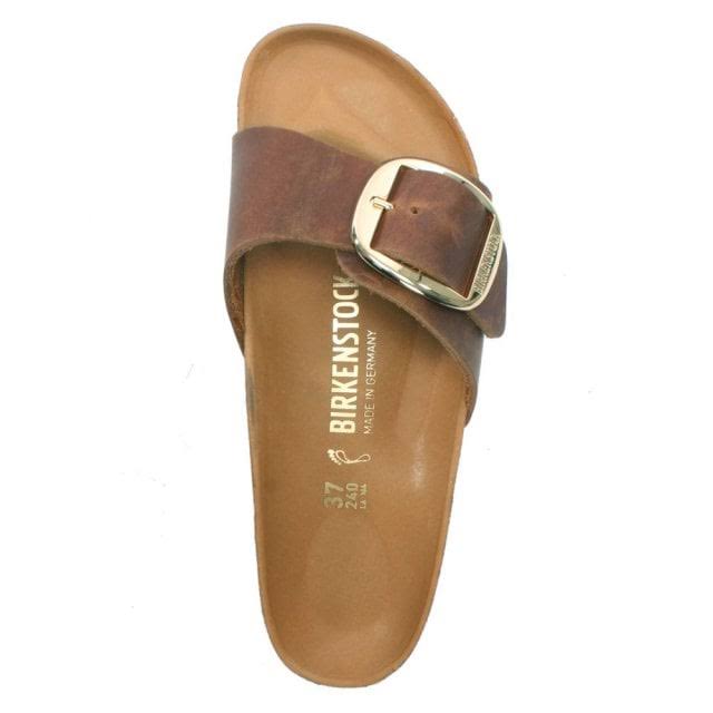 Birkenstock Madrid Big Buckle Oiled Leather Narrow Sandals - Cognac