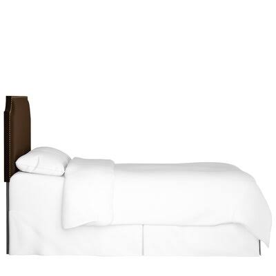 Alamak Velvet Notched Nail Button Upholstered Panel Headboard Willa Arlo Interiors Size: Twin, Color: Chocolate