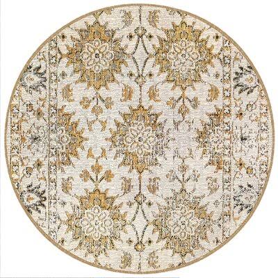 Arverne Floral Sand Indoor/Outdoor Area Rug Charlton Home Rug Size: Round 7&10x22