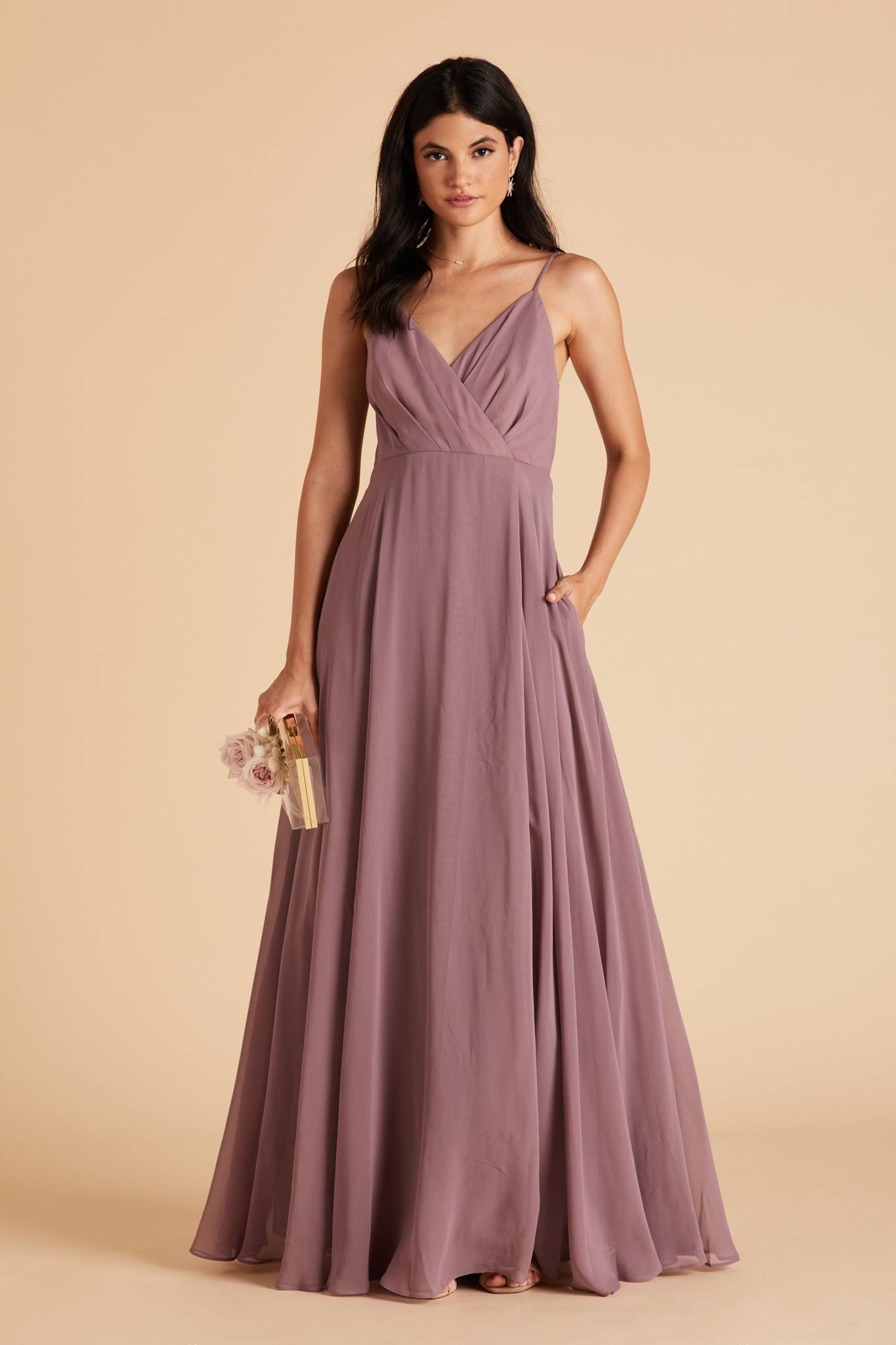 Birdy Grey Kaia Chiffon Bridesmaid Dress in Dark Mauve L / Dark Mauve