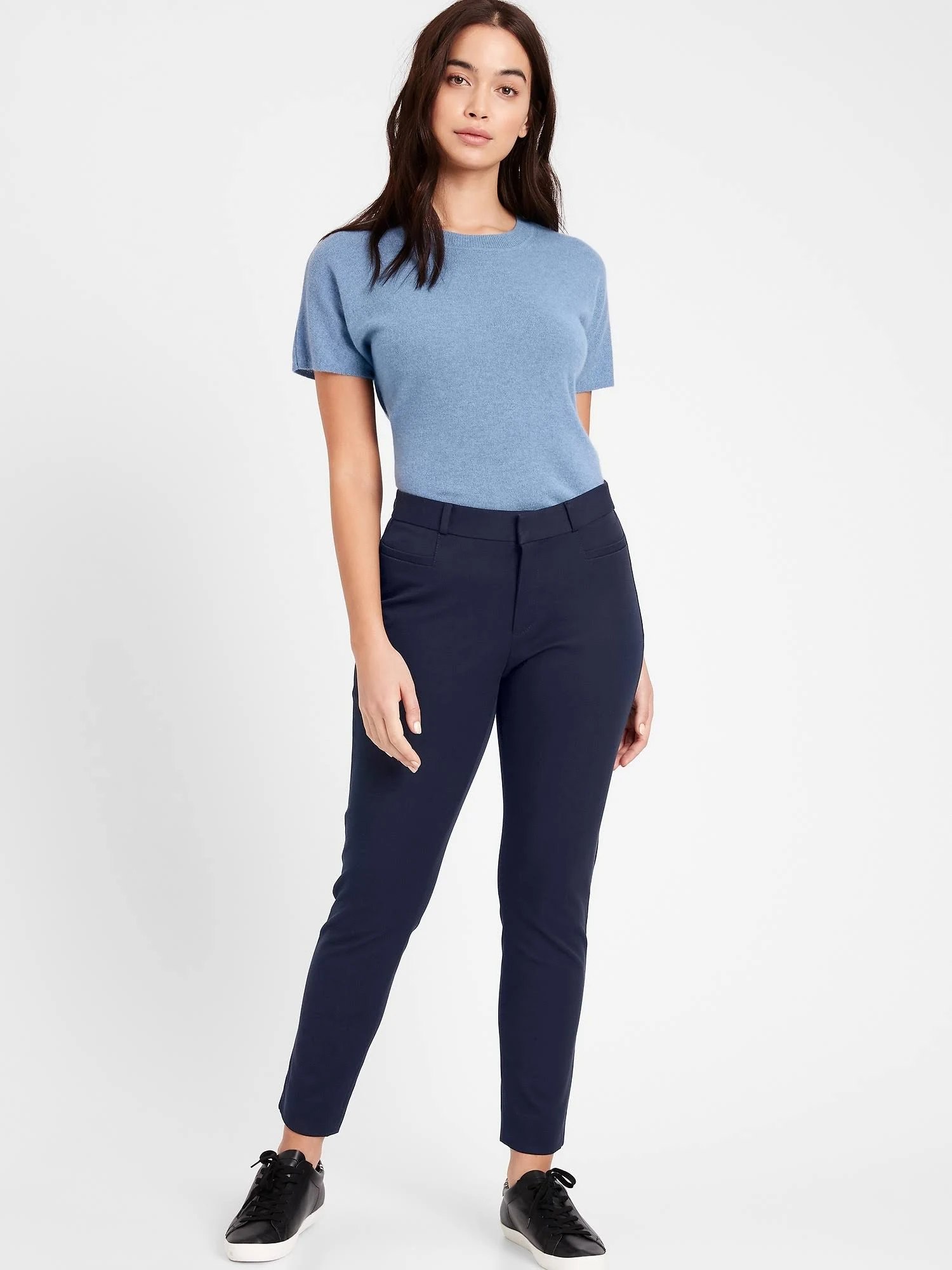 Banana Republic Women's Curvy Mid-Rise Skinny Sloan Pant Navy Size 2 Long