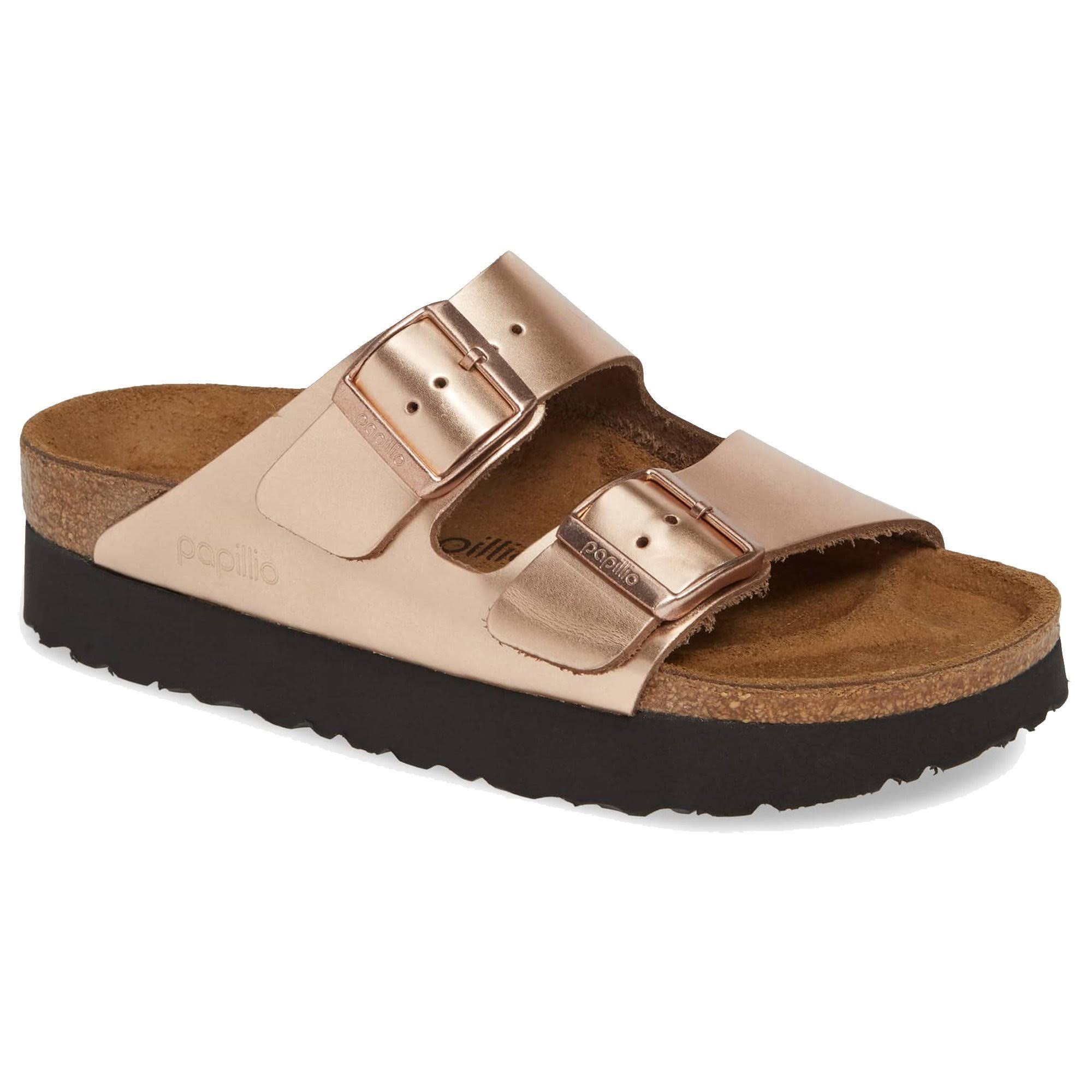 Birkenstock Women's Arizona Platform Leather Metallic Copper
