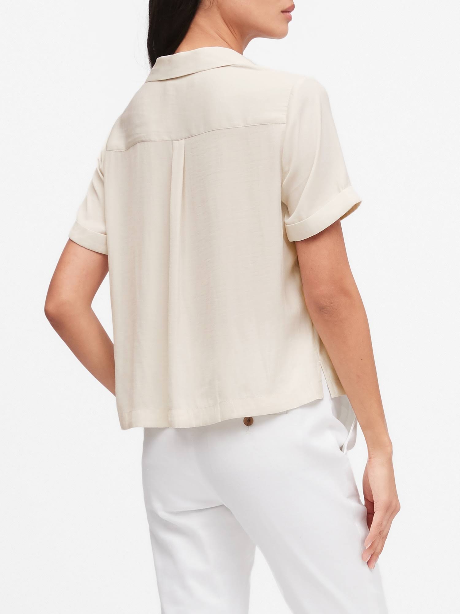Banana Republic Women's Camp-Collar Blouse Transition Cream Size M