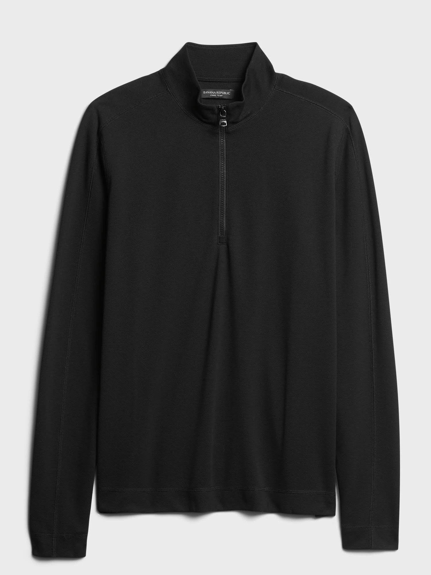 Banana Republic Men's Core Temp Mesh Half-Zip T-Shirt Black Tall Size L