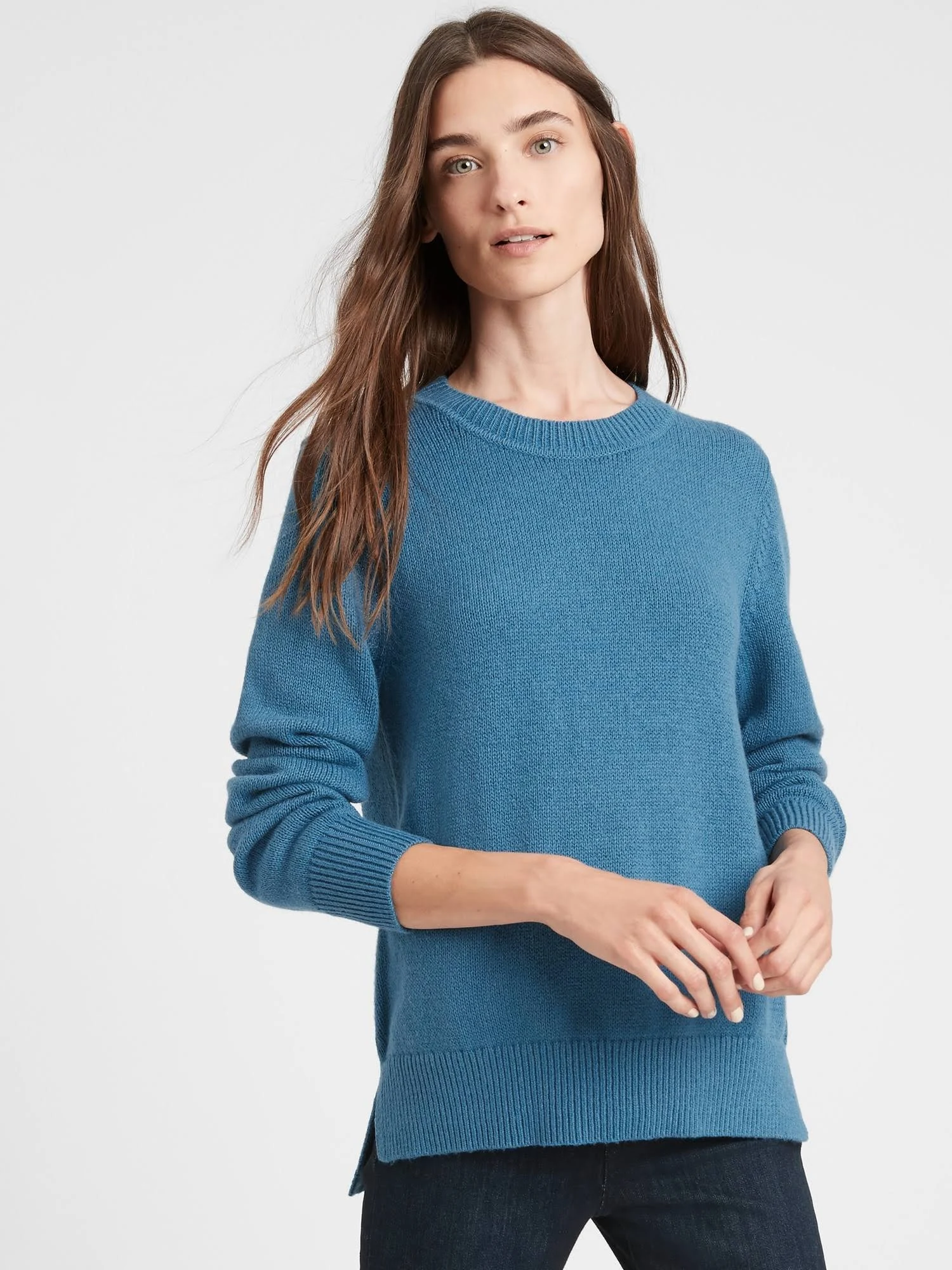 Banana Republic Women's Chunky Crew-Neck Sweater Vintage Blue Size Xs