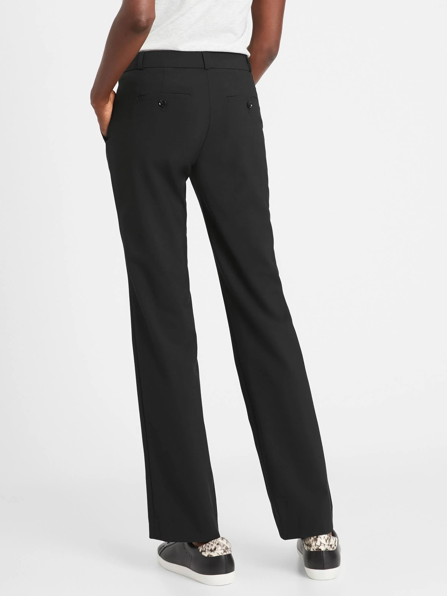 Banana Republic Women's Logan Trouser-Fit Washable Wool-Blend Pant Black Size 4 Regular