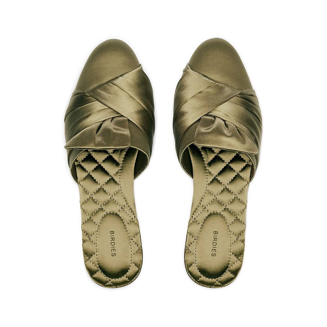 Birdies Songbird Mule, Size 6.5 in Khaki Green Satin at Nordstrom