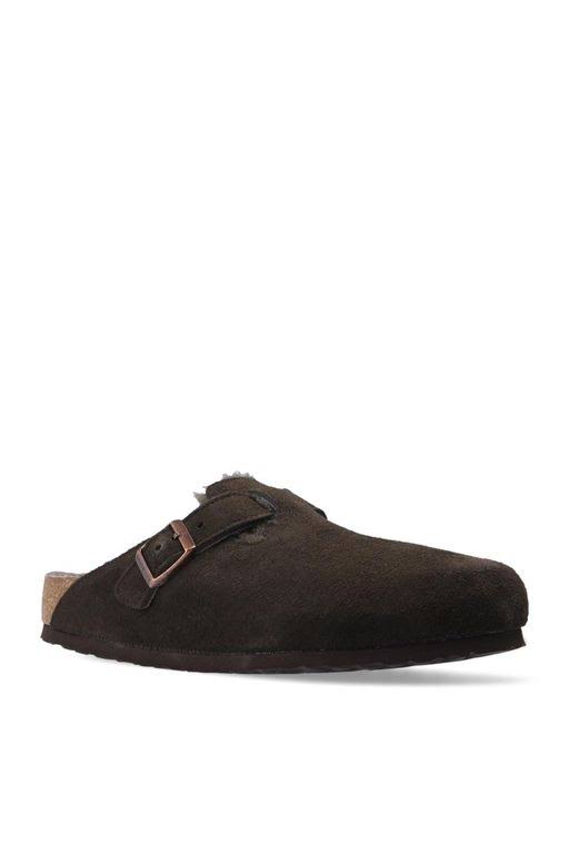 Birkenstock &Boston VL Shearling& Suede Slides - Brown - Slippers
