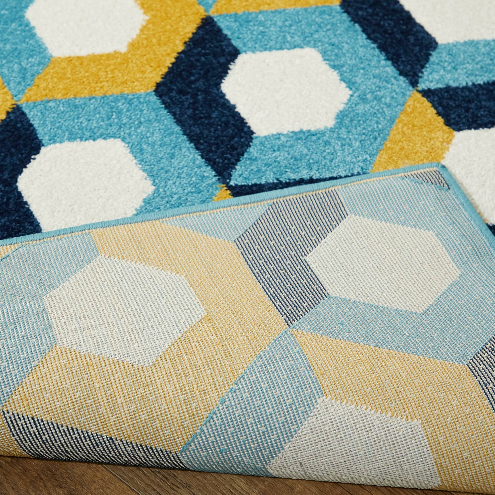 Weston Contemporary Geometric Area Rug - 7&10x22 x 10& - Blue