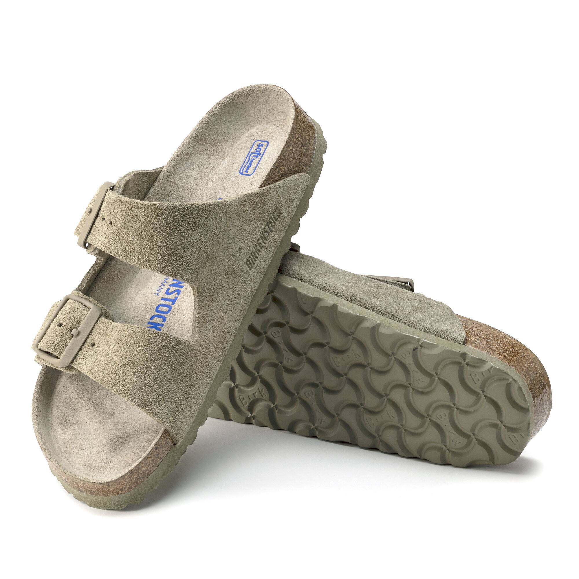 Birkenstock Arizona Suede Leather Faded Khaki Two-Strap Sandals