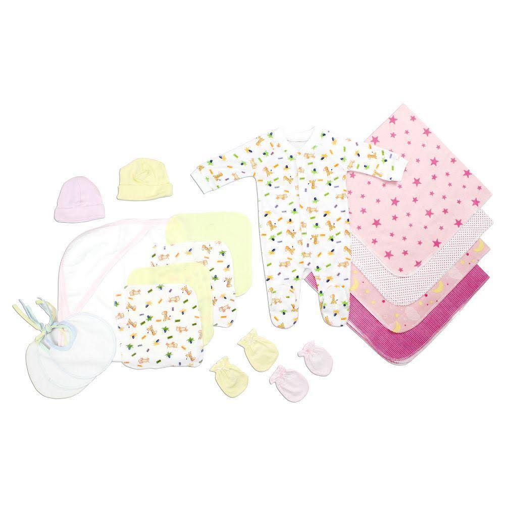 Bambini Newborn Baby Girls 15 PC Layette Baby Shower Gift Set Newborn / White/Pink