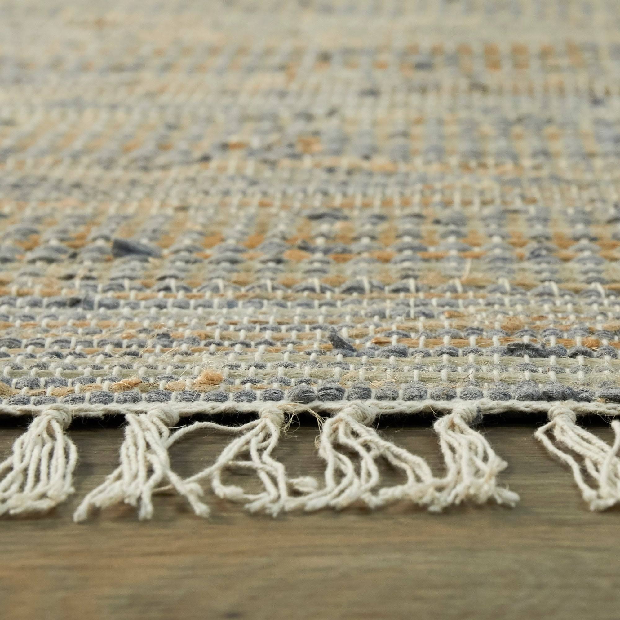 Papilio Hunter Sisal Flatweave Natural Fiber Jute Area Rug - 5&3x22 x 6&7x22 - Black