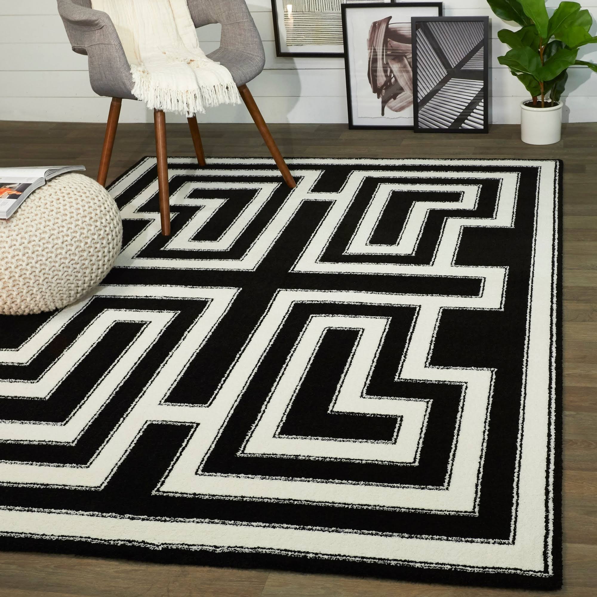 BALTA Vincent Black 5 ft. x 7 ft. Art Deco Area Rug