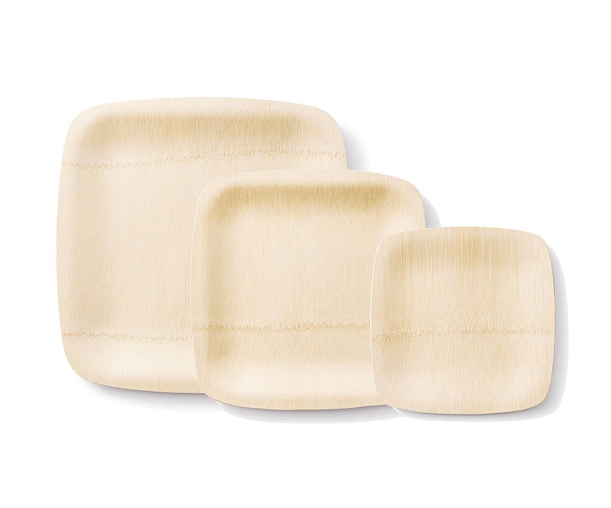 Bambu 063200 Veneerware 9x22 Disposable Square Bamboo Plate - 100/Box
