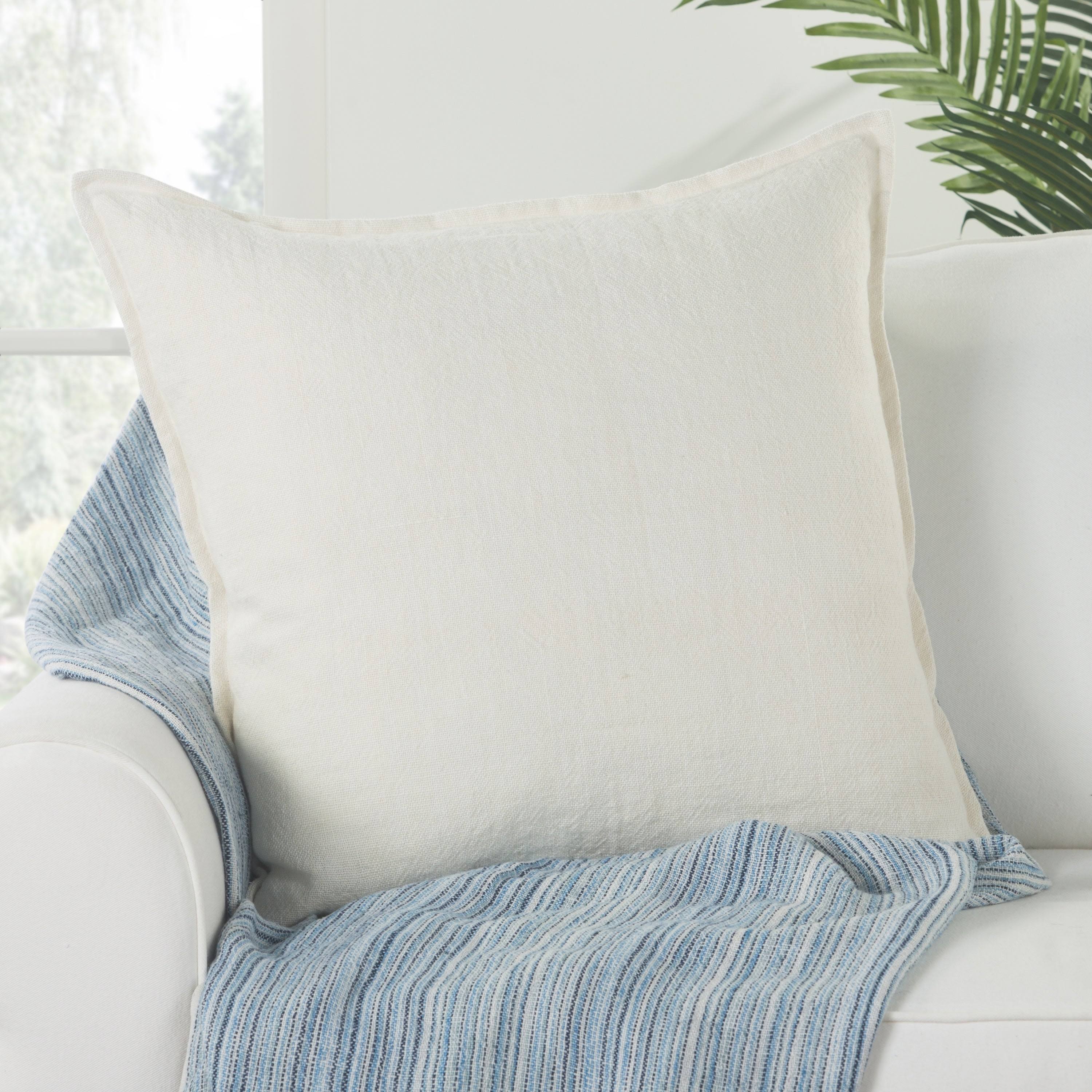 Bay Solid Ivory Down Throw Pillow - 22x22x22x22 Down Fill