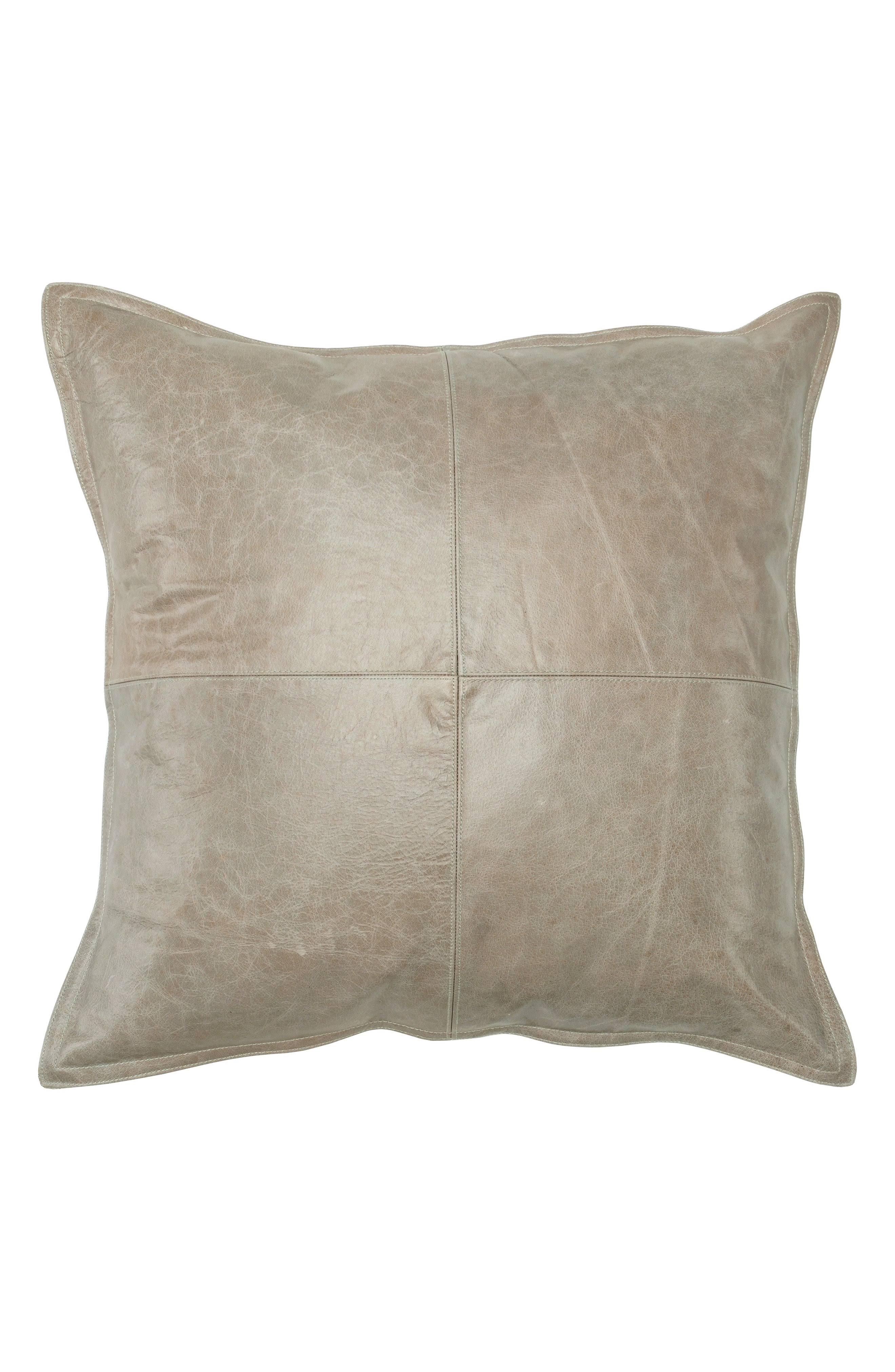 Kosas Home Cheyenne 100% Leather 22x22 Throw Pillow, Sandy Beige