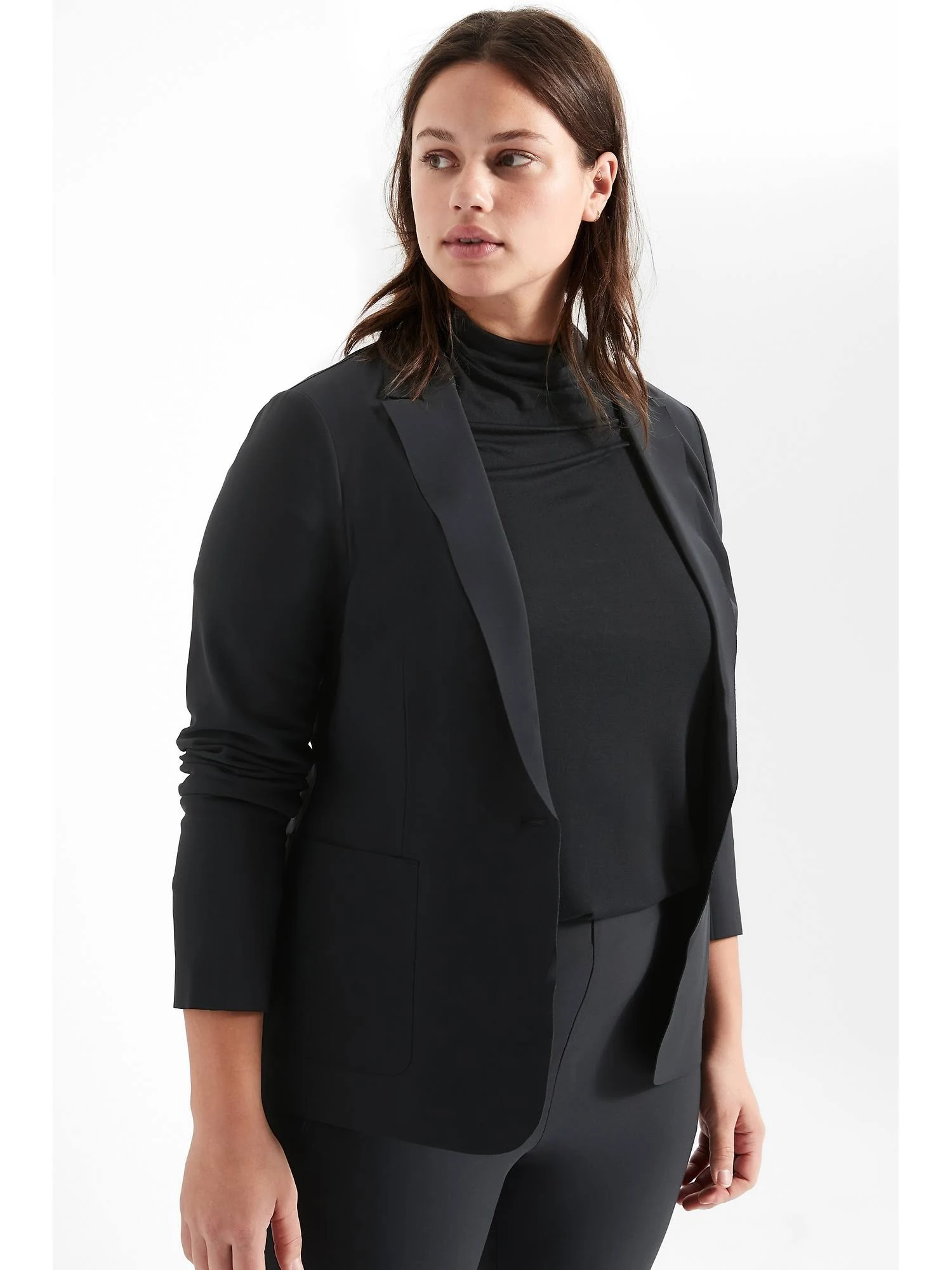 Banana Republic Women's Luxe Sculpt Blazer Black Tall Size 10
