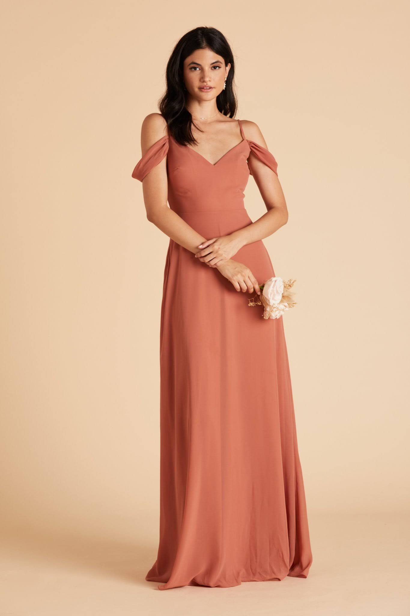 Birdy Grey Devin Convertible Chiffon Bridesmaid Dress in Terracotta L / Terracotta / No Slit