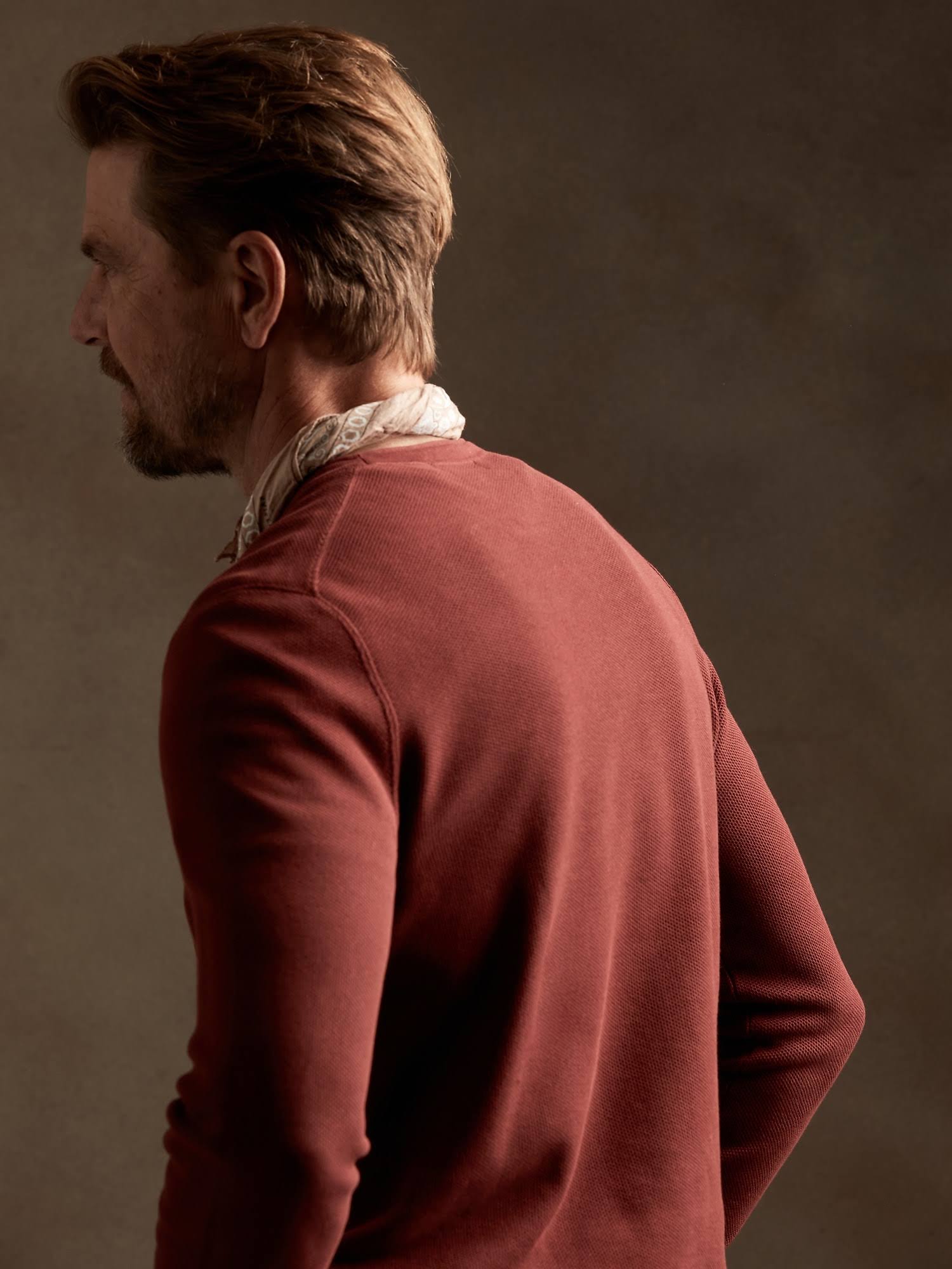 Banana Republic Men's Cotton Waffle-Knit Sweater Amber Ale Size S