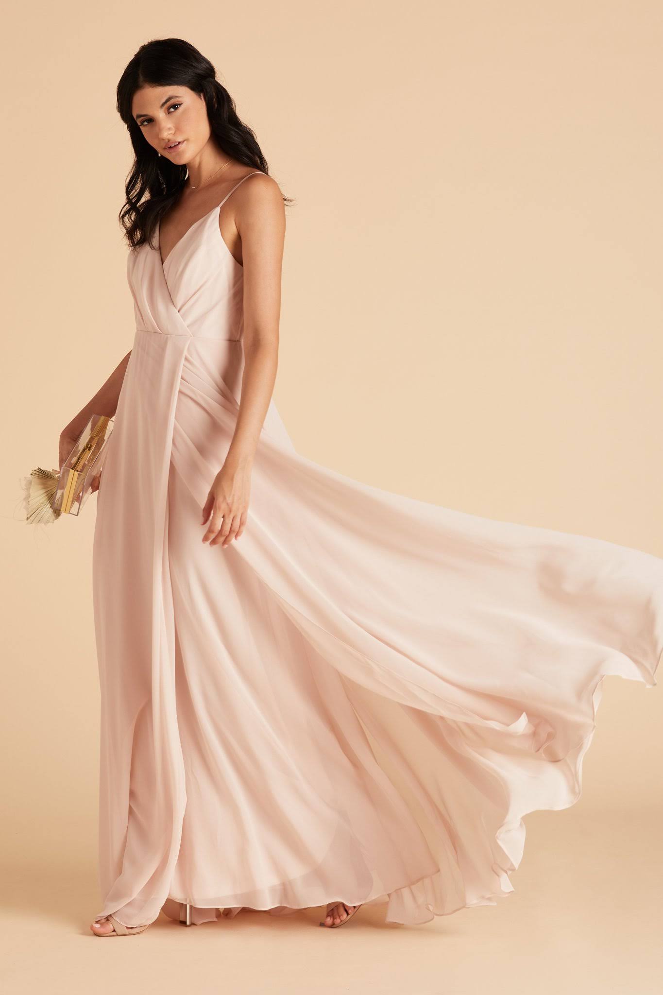 Birdy Grey Kaia Chiffon Bridesmaid Dress in Pale Blush L / Pale Blush