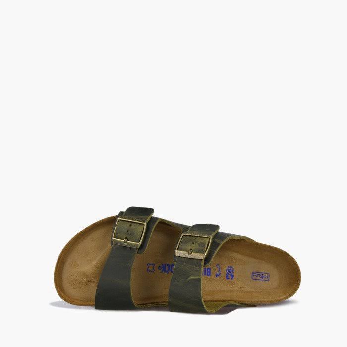 Birkenstock Arizona Oiled Leather Jade Two-Strap Sandals
