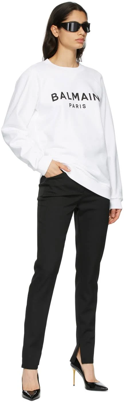Balmain White & Black Logo Sweatshirt