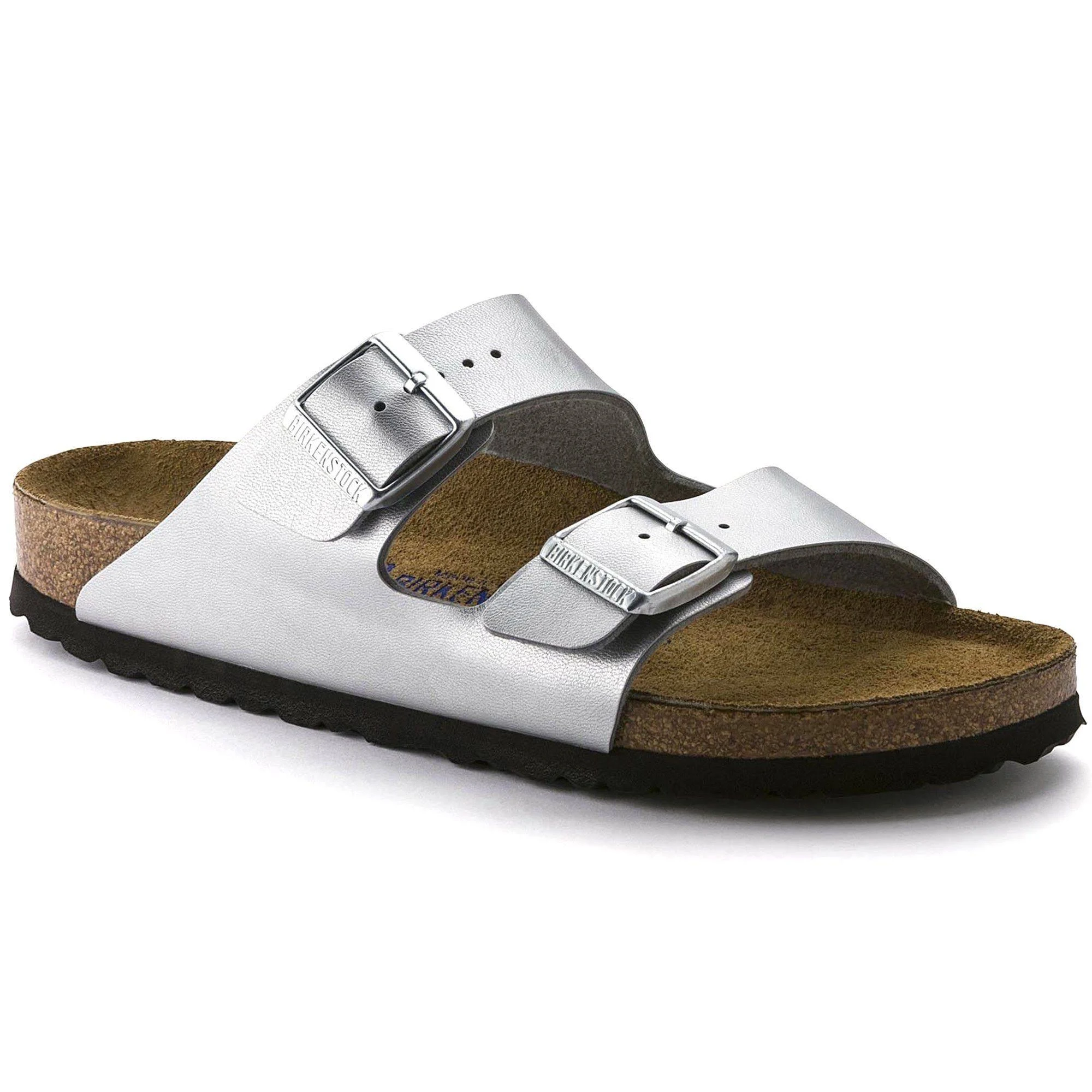 Birkenstock Women's Arizona Soft Footbed Birko-Flor Silver