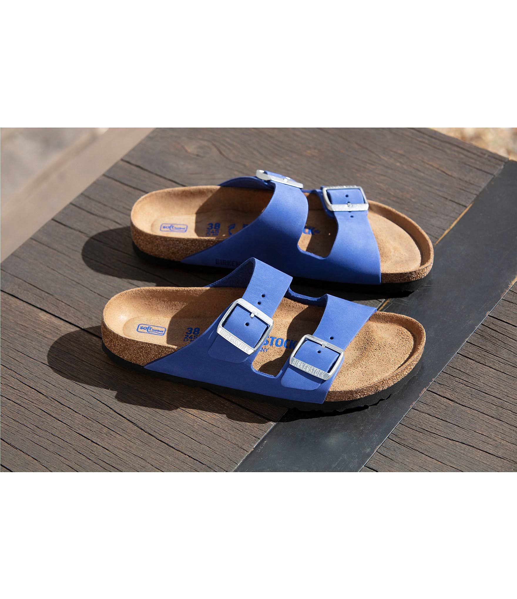 Birkenstock Women's Arizona Soft Footbed Azure Blue Nubuck