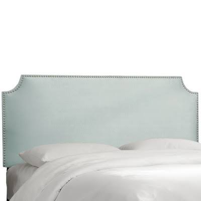 Alamak Velvet Notched Nail Button Upholstered Panel Headboard Willa Arlo Interiors Size: California King, Color: Pool