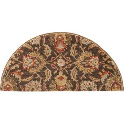 Arden Oriental Handmade Tufted Wool Dark Brown/Garnet Area Rug Birch Lane Rug Size: Half Circle 2& x 4&