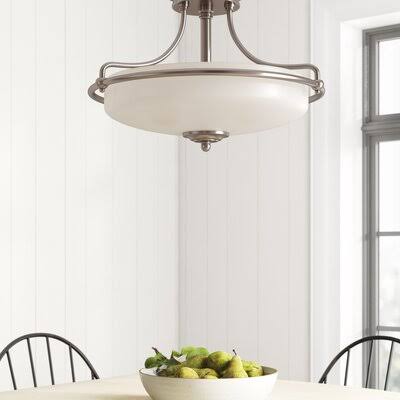 Matthias 3-Light Semi Flush Mount Size: 14x22 H x 21x22 W x 21x22 D, Fixture Finish: Antique Nickel
