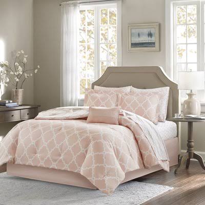 Willa Arlo Interiors Reversible Comforter Set Size: Queen Comforter + 8 Additional Pieces, Color: Peach