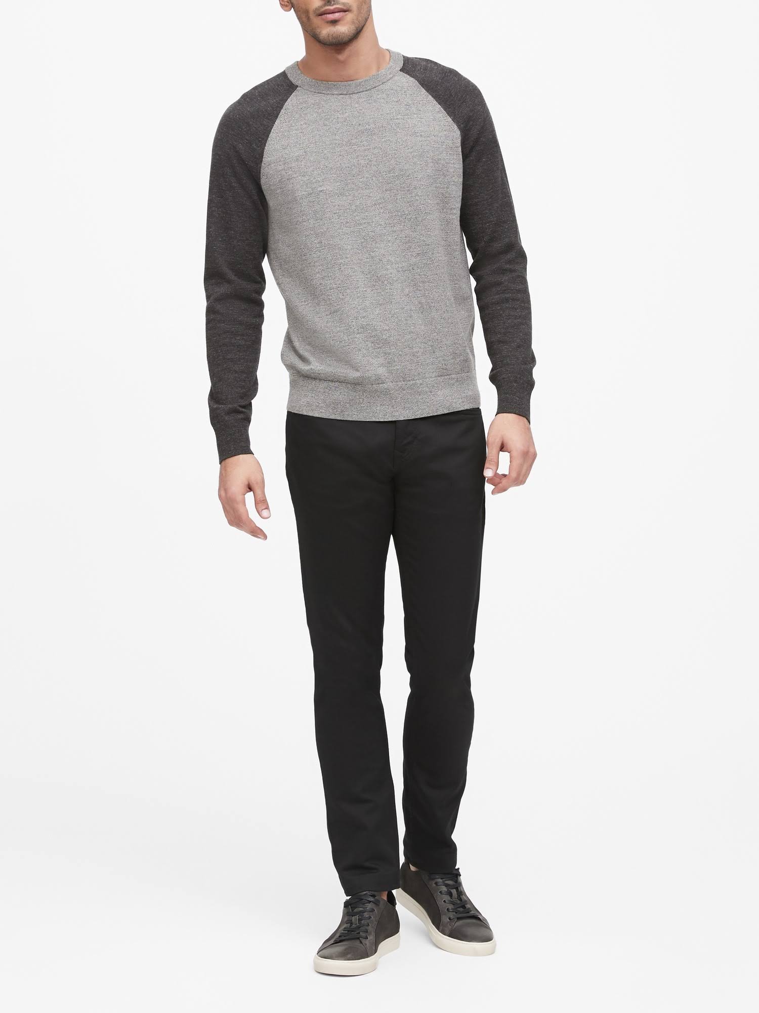 Banana Republic Men's Organic Cotton Raglan Sweater Heather Gray Size XXS