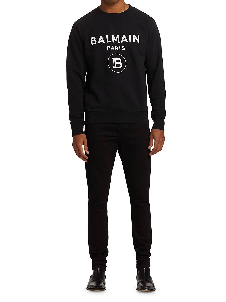 Balmain Men's Logo-Print Sweatshirt, Blue, Men's, M
