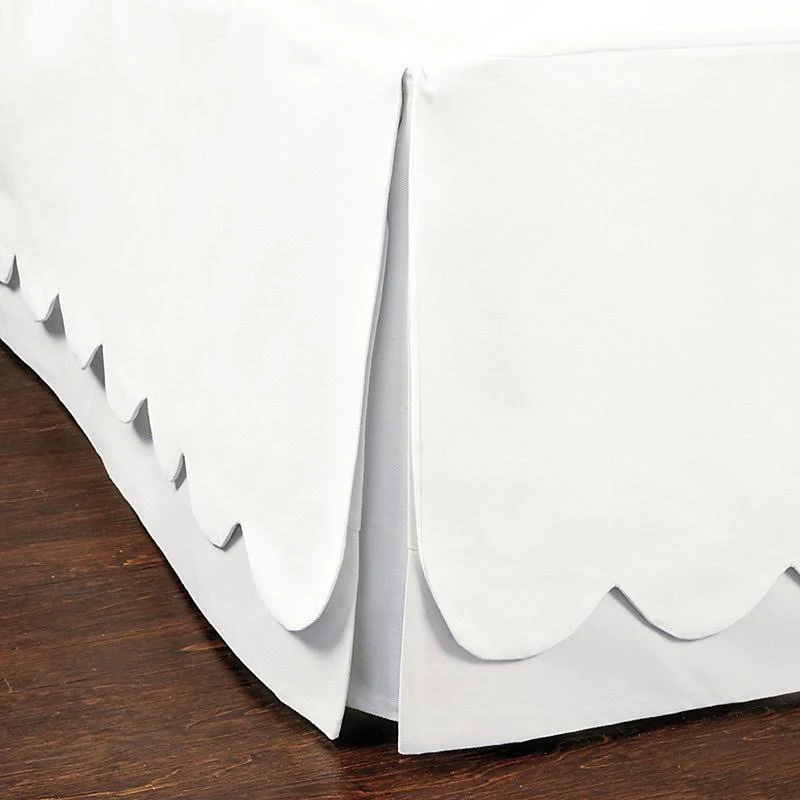 Scalloped Twill Bedskirt Off White Twill Twin - Ballard Designs