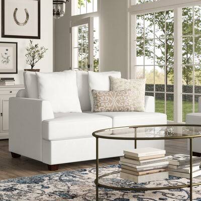 63x22 Pillow Top Arm Loveseat Body Fabric: Classic Bleach White