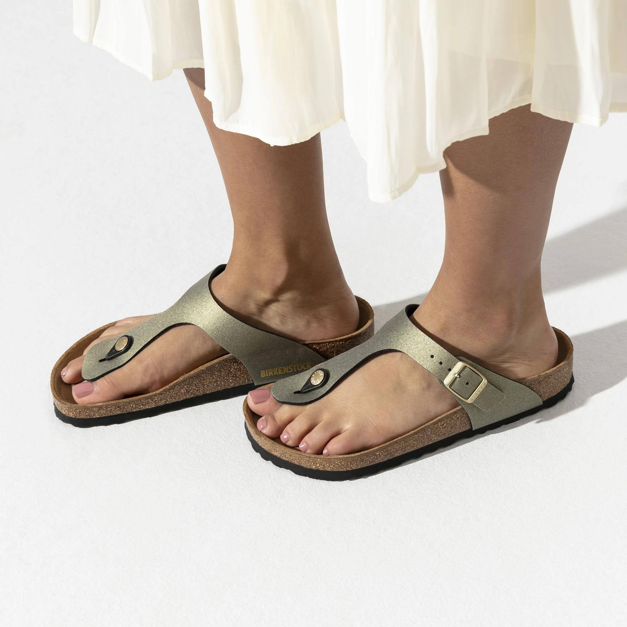 Birkenstock Women's Gizeh Thong Sandal Icy Metallic Stone Gold BF 36 R
