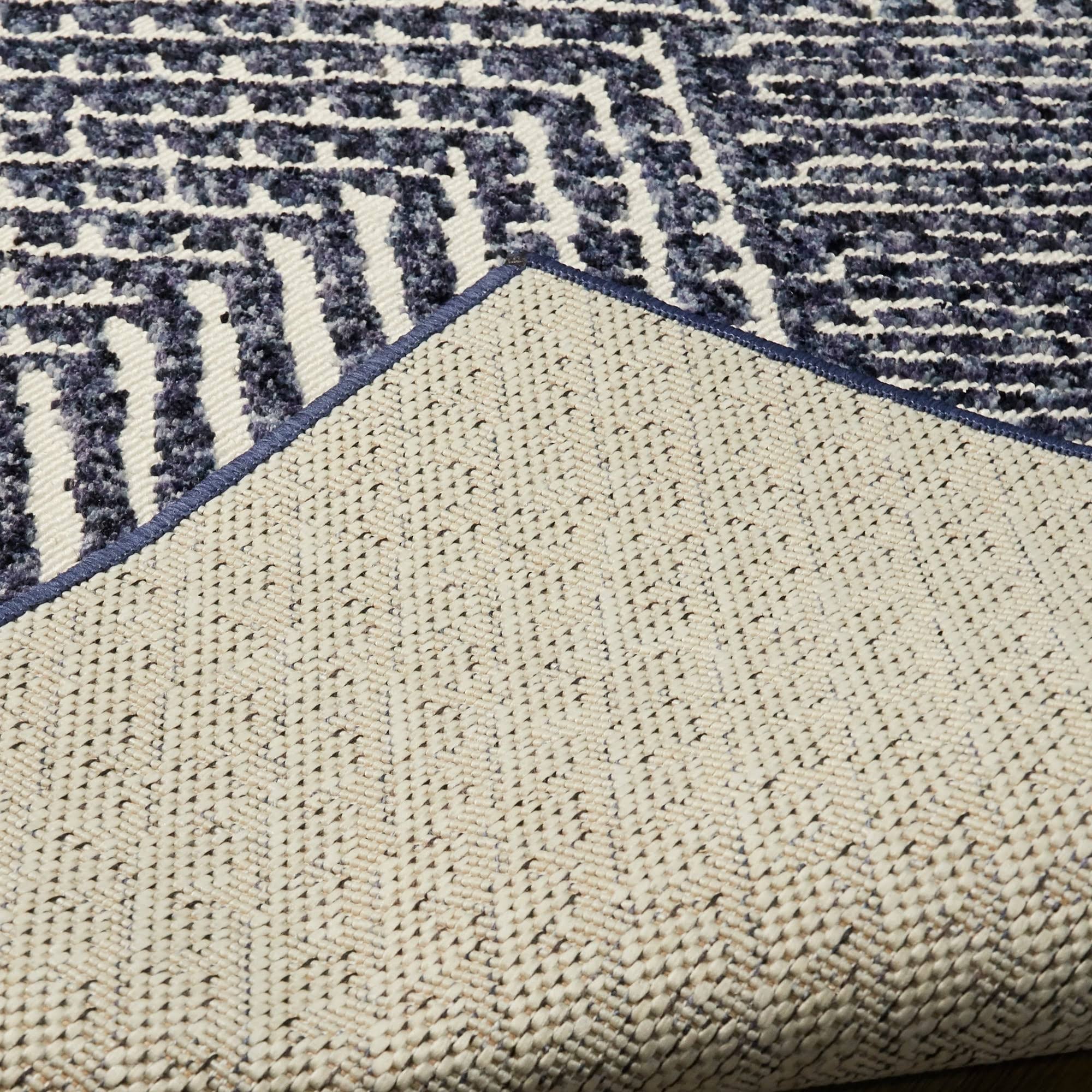 Whitaker Abstract Area Rug - 2&7x22 x 7& Runner - Navy Blue