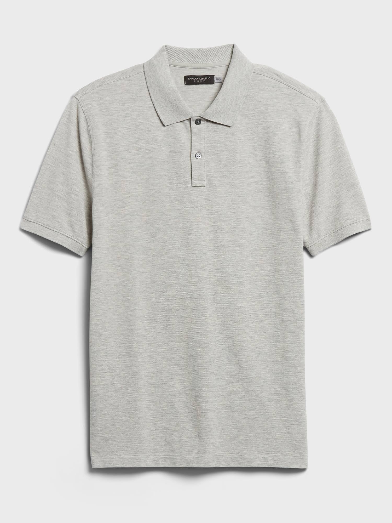 Banana Republic Men's Core Temp Pique Polo Shirt Heather Gray Size XXL